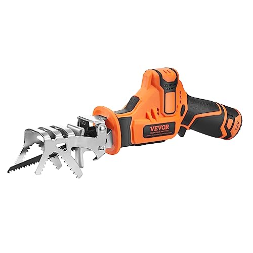 VEVOR Cordless Reciprocating Saw, 0-2700RPM Variable Speed, 0.8" Stroke Fast Cutting, 12V 45 Mins Fast Wireless Charging, Battery Powered with Branch VEVOR