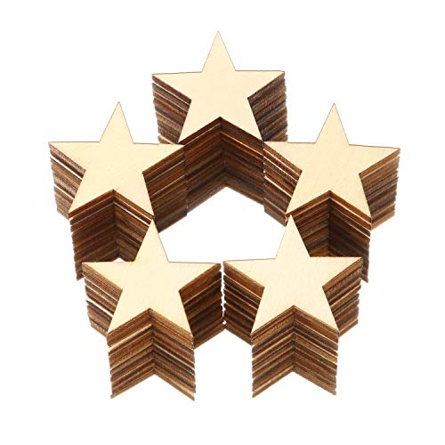 300 Pieces Wooden Stars Shape Unfinished Wood Stars Pieces Blank Wood Pieces Wooden Cutouts Ornaments for Craft Project and Christmas Party Wedding