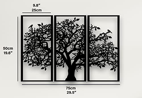 3 Panels Family Tree Metal Wall Decor Tree of Life Metal Wall Art, Home Bedroom Living Room Decor 3D Wall Art 3 Panels Family Tree Metal Wall Decor DEKADRON