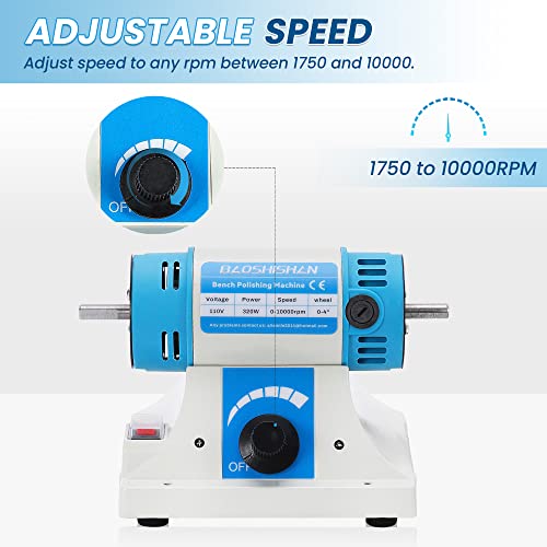 BAOSHISHAN Jewelry Polisher, Bench Buffer Polishing Machine with Accessories, Multi-Function Benchtop Polisher Grinder, 110V for Jewelry, Wood, BAOSHISHAN