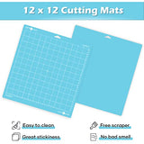 HTVRONT Light Grip Cutting Mats for Cricut, 2 Pack Cutting Mats 12x12 for Cricut Maker/Maker 3/Explore 3/Air/Air 2/One, Light Adhesive Sticky Blue HTVRONT