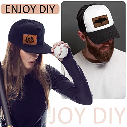 80 Pcs Blank Leatherette Hat Patches with Adhesive Rustic Patches Laser Supplies Faux Leather Hat Patches with Iron on Adhesive Bulk for Hat Shirt Juexica