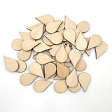 ARTIBETTER Wedding Decor 100 Pcs 30x18mm Wooden Slices Blank Unfinished Wood Teardrop Shaped Wooden Crafts Wood Cutout Ornament for DIY Art Craft ARTIBETTER