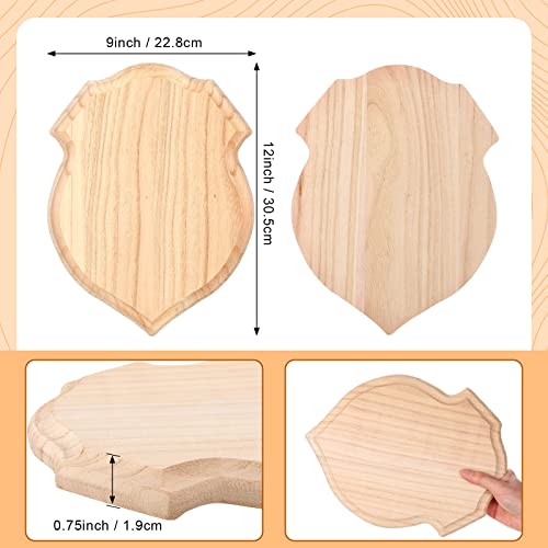 3 Pieces Unfinished Wood Plaque 9 x 12 Inch Wooden Shield Plaque Wood Sign for Crafts Carving Crafting, Wood Planks Wood Boards for Burning Projects