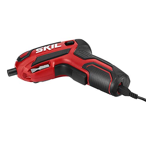 SKIL Rechargeable 4V Cordless Screwdriver Includes 9pcs Bit, 1pc Bit Holder, USB Charging Cable - SD561801 - WoodArtSupply