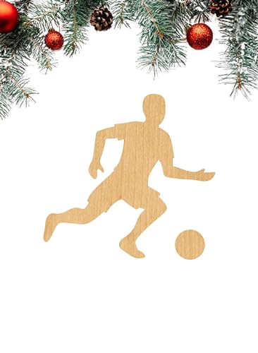 3 Pcs Soccer Player Supply 3" Wooden Shape Ornaments Unique Unpainted Smooth Surface Unfinished Laser Cutout Wood Sheets Boards for Crafts 1/8 Inch WoodArtSupply