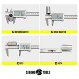 Segomo Basics 6 Inch Electronic Digital Calipers: Inch, Fractions, Millimeter Conversion | Digital Caliper Measuring Tool | Calipers Measuring Tool | Segomo Tools