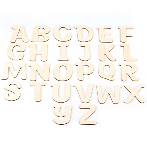 JAPCHET 104 Pieces 4 Inch Wood Wooden Letters, Unfinished Decorative Paintable Wood Craft Alphabet Cutout Capital Wooden Letters for Painting, Home JAPCHET