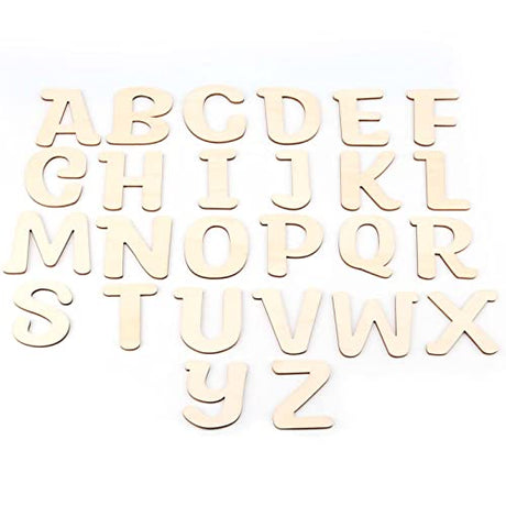 JAPCHET 104 Pieces 4 Inch Wood Wooden Letters, Unfinished Decorative Paintable Wood Craft Alphabet Cutout Capital Wooden Letters for Painting, Home JAPCHET