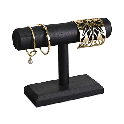 Ikee Design Wooden Jewelry Holder Display Stand for Selling, Bracelet Scrunchies Holder Display for Store, Showcase and Home, Antique Black Color, - WoodArtSupply