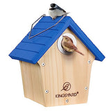 Kingsyard Wooden Bird House with Predator Guard, Wren Bird Nesting for Outdoor, Garden Patio Nest Box for Wild Bird Watching, Royal Blue Kingsyard