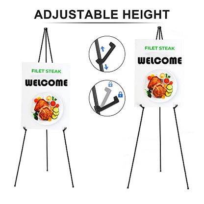 JNZYB Easel Stand for Display Wedding Sign & Poster - 63 Inches Tall Easle for Display Holder - Portable Collapsable Poster Easel - Floor Adjustable - WoodArtSupply