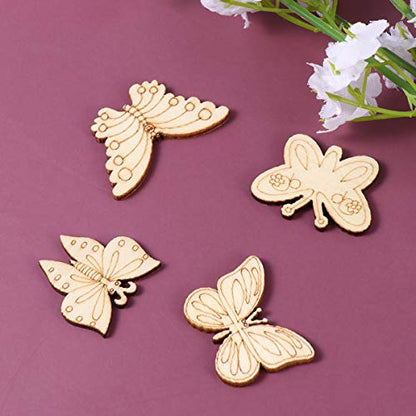 BESPORTBLE 100PCS Wood Slice DIY Wooden Craft Wood Craft Material Unfinished Wood Wooden Shapes Craft Shaped Slices Cutouts Woodsy Decor Cutouts for