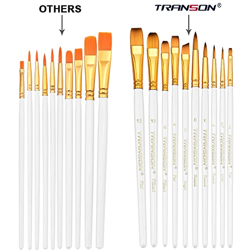 Transon 20pcs Artist Painting Brush Set for Acrylic Watercolor Gouache Hobby Craft Face Rock Painting White TRANSON