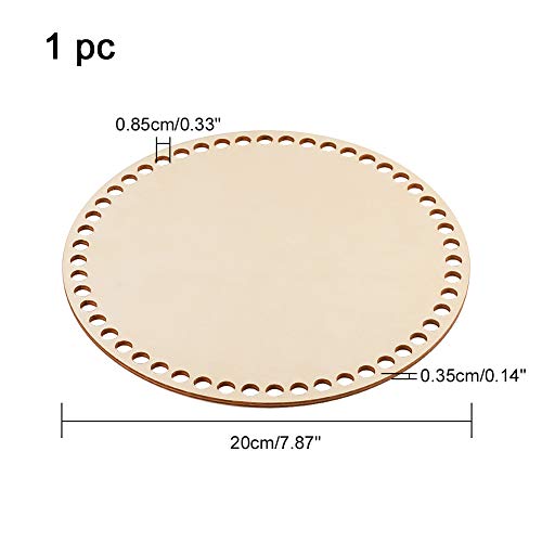 PH Pandahall 1pc Natural Wooden Basket Bottom, 7.8 Inch Circle Blank Solid Crochet Basket Wood Base for DIY Basket Weaving Supplies Craft Making Home PH PandaHall