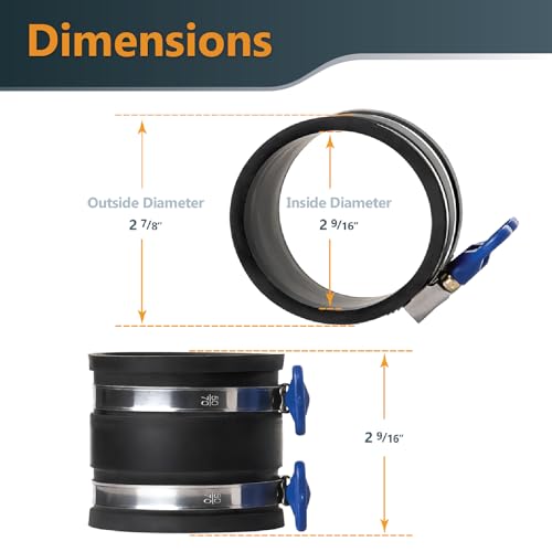 POWERTEC 70402 4" Hose to 2-1/2" Hose Cone Reducer and 2-1/2" Dust Control Flex Cuff with Adjustable Key Hose Clamps for Dust Collection on Power - WoodArtSupply