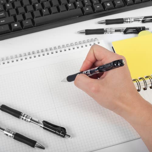 YPENSLZX 0.7mm Gel Pens, Black Ink, Retractable Rolling Ball Gel Pens, Writing Smoothly, Large Capacity, Suitable for Working or Studying, 12-Pack, YPENSLZX