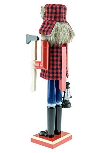 Clever Creations Lumberjack 15 Inch Traditional Wooden Nutcracker, Festive Christmas Décor for Shelves and Tables Clever Creations