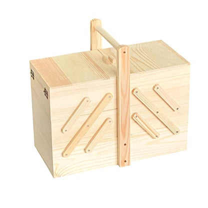 Wooden Sewing Box Unfinished wood Sewing Storage with 5 Drawers (12.8 x 7 x 11.4 Inches) - WoodArtSupply