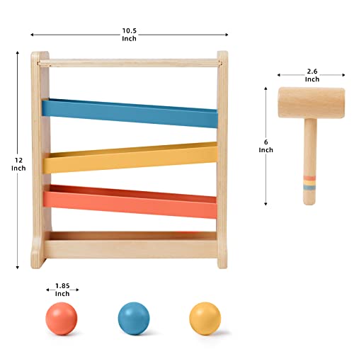 Twefex Montessori Ball Tracker, Award Winning Durable Pound A Ball Drop Toy, Early Developmental Montessori Toys, Wooden Toys for Toddlers 1-3 Year - WoodArtSupply