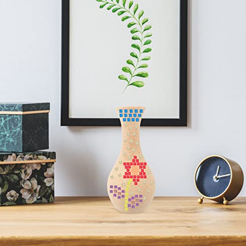 Healifty 1 Set DIY Vase Mosaic Pot Handmade Flower Pot Wood Vase Crafts Mosaic Succulent Pot Paint Your Vase Unfinished Wood Vase Paintable Vase Healifty