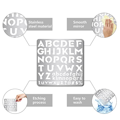 GORGECRAFT 6.3 Inch Metal Letter Stencil Stainless Steel Lettering Alphabet Symbol Painting Template Number Stencils Journal Tool for Painting, Wood GORGECRAFT