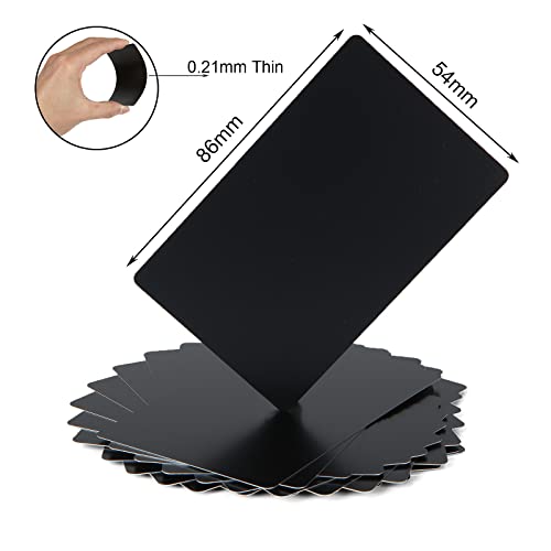 FVIEXE 100PCS Metal Business Card Blanks for Laser Engraving, 0.21mm Thick Black Anodized Aluminum Business Cards Name Cards Metallic DIY Gift Cards FVIEXE