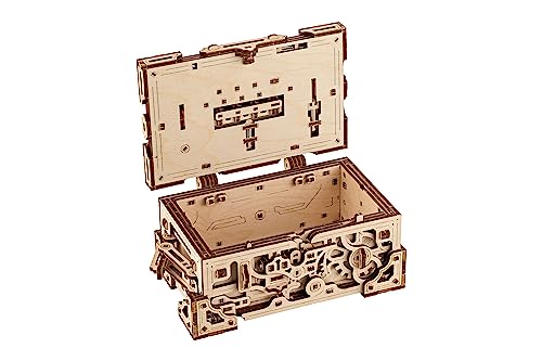 Wood Trick Enigma Chest 3D Puzzle Box - Challenging Wooden Mechanical Model Kit for Adults and Kids Wood Trick