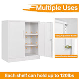 Metal Storage Cabinet with 2 Doors, Lockable Steel Storage Cabinet with 2 Doors and Adjustable Shelves, Steel Lockable File Cabinet, Locking Tool STANI