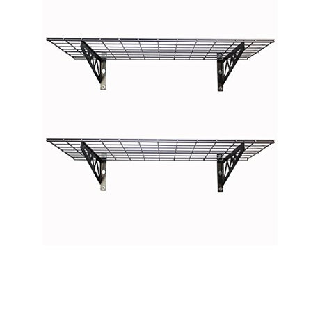 SafeRacks Garage Wall Shelves - 2-Pack 18"x36" Mountable Shelving Units for The Garage, Pantry or Utility Closet, Heavy Duty Steel Shelf with Bike SafeRacks