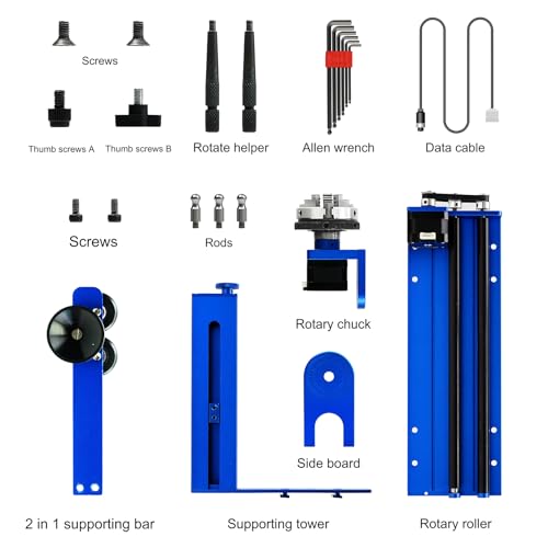 ComMarker 5-in-1 Rotary for Fiber Laser Engraver Machine, Laser Engraver Rotary Attachment,Rotary Axis Chuck Roller 5 Functions, Perfect for - WoodArtSupply