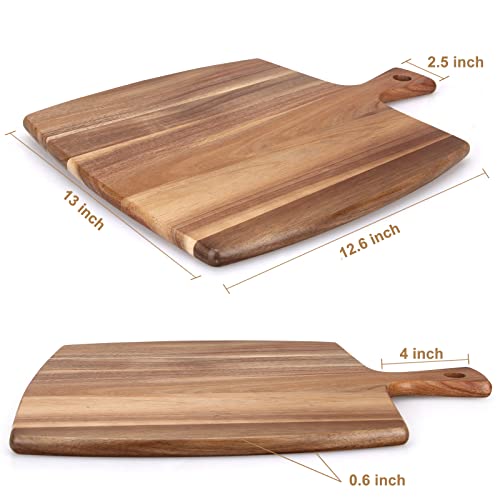 Large Wood Cutting Board with Handle 17" x 13" Simple Best Wooden Charcuterie Boards Butcher Block Teak Cutting Boards for Kitchen Meat Cheese Ayiaren