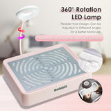 Rolokit Nail Dust Collector with Lamp&50pcs Disposable Filter&Dusting Brush, Electric Nail Vacuum Cleaner Dust Fan Suction Machine for Manicure Rolokit