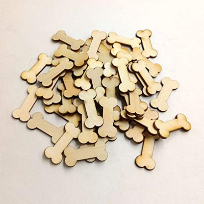 MAGICLULU 100pcs Mini Bones Chips Unfinished Wood Slices Wood Dog Bone Cutouts Wood Dog Bone Ornament Wooden Planks Unfinished Wooden Slice Dog Craft