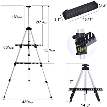 Portable Artist Easel Stand - Adjustable Height Painting Easel with Bag - Table Top Art Drawing Easels for Painting Canvas, Wedding Signs & Tabletop - WoodArtSupply