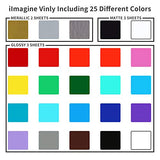 iImagine Vinyl Permanent Vinyl, 72 Pack Permanent Adhesive Vinyl Sheets (12”x 12”) for Silhouette Cameo and Any Craft Machine Cutters iImagine Vinyl