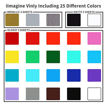 iImagine Vinyl Permanent Vinyl, 72 Pack Permanent Adhesive Vinyl Sheets (12”x 12”) for Silhouette Cameo and Any Craft Machine Cutters - WoodArtSupply