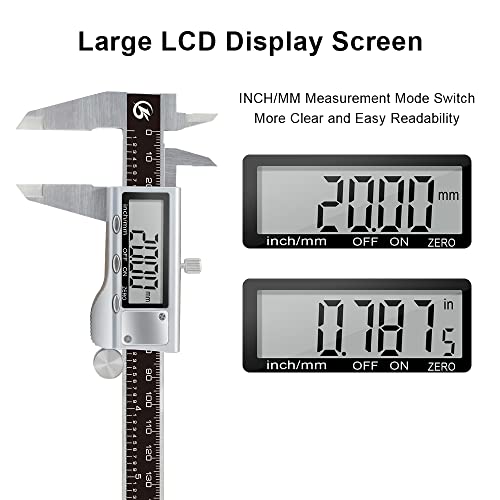 KETOTEK Digital Caliper 6 Inch Measuring Tool, Stainless Steel Electronic Vernier Calipers, Digital Micrometer with Large LCD Screen, inch/Metric - WoodArtSupply