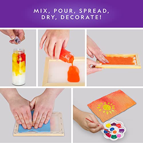 NATIONAL GEOGRAPHIC Kids Paper Making Kit - Make & Decorate 10 Sheets of Craft Paper, Includes Wooden Silk Screen Mold, Paints & More, Fun Art Kit - WoodArtSupply