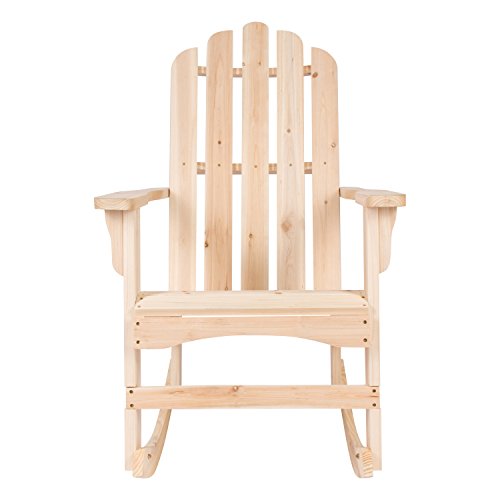 Shine Company 4698N Marina Adirondack Porch Rocker | Indoor/Outdoor Wood Rocking Chair – Natural - WoodArtSupply