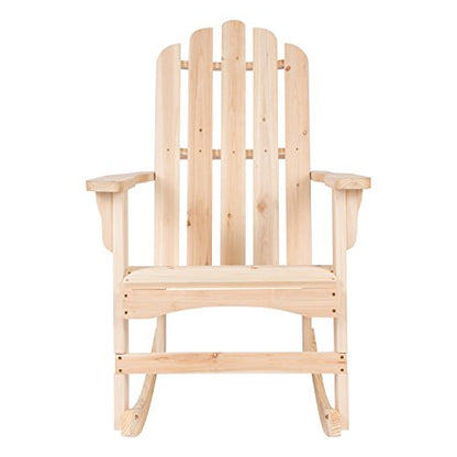 Shine Company 4698N Marina Adirondack Porch Rocker | Indoor/Outdoor Wood Rocking Chair – Natural - WoodArtSupply