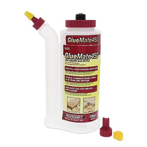 Milescraft 5223 Glue Mate 450-15oz. (450ml) + Milescraft 5222 Glue Mate 150-5oz. (150ml) - Precision Wood Glue Bottle - Anti-Drip Also Includes One WoodArtSupply