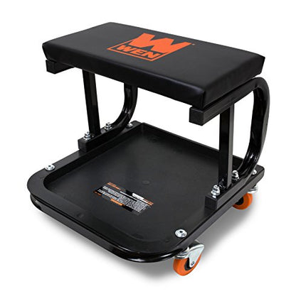 WEN 73011T 250 lb. Capacity Rolling Mechanic Seat with Onboard Storage - WoodArtSupply