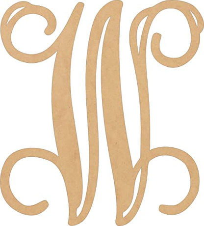 Wooden Letter 4" Blank W Vine Monogram Font MDF (Various Sizes) - WoodArtSupply