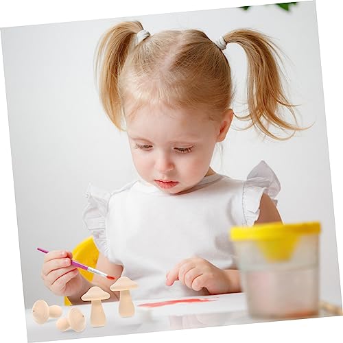 Yardwe 10pcs Wooden Mushroom Paint on peg Doll Wooden peg Mini Mushroom Model Centerpiece Table Decorations Wood Mushroom Figures Unfinished Wood Yardwe