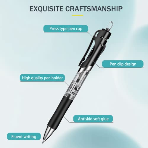 YPENSLZX 0.7mm Gel Pens, Black Ink, Retractable Rolling Ball Gel Pens, Writing Smoothly, Large Capacity, Suitable for Working or Studying, 12-Pack, YPENSLZX