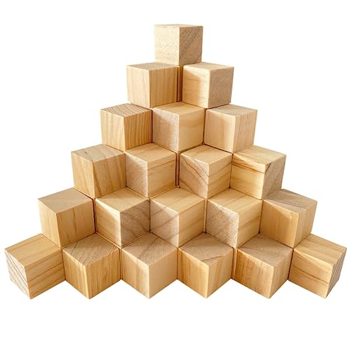 MUXGOA Unfinished Wooden Cubes,Pack of 50 Wood Blocks for Crafting,1 Inch Wood Square Blocks for Crafts Making & DIY Projects & Decor