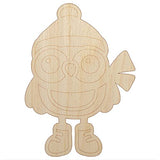 Winter Owl with Hat Scarf Unfinished Wood Shape Piece Cutout for DIY Craft Projects - 1/8 Inch Thick - 6.25 Inch Size Sniggle Sloth