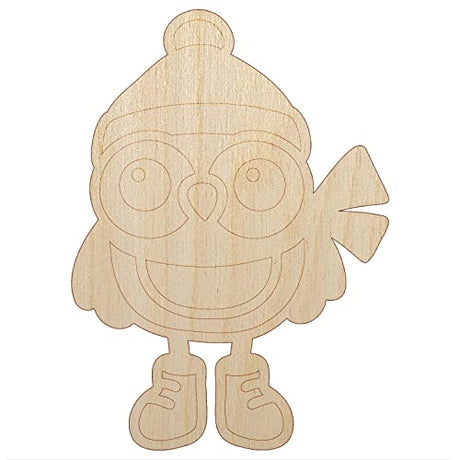 Winter Owl with Hat Scarf Unfinished Wood Shape Piece Cutout for DIY Craft Projects - 1/8 Inch Thick - 6.25 Inch Size Sniggle Sloth