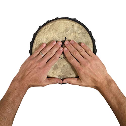 Classic Heartwood Djembe Drum - 9"x 18", Hand-carved, Solid-wood, Goat-skin, from Ghana Africa Heartwood Project